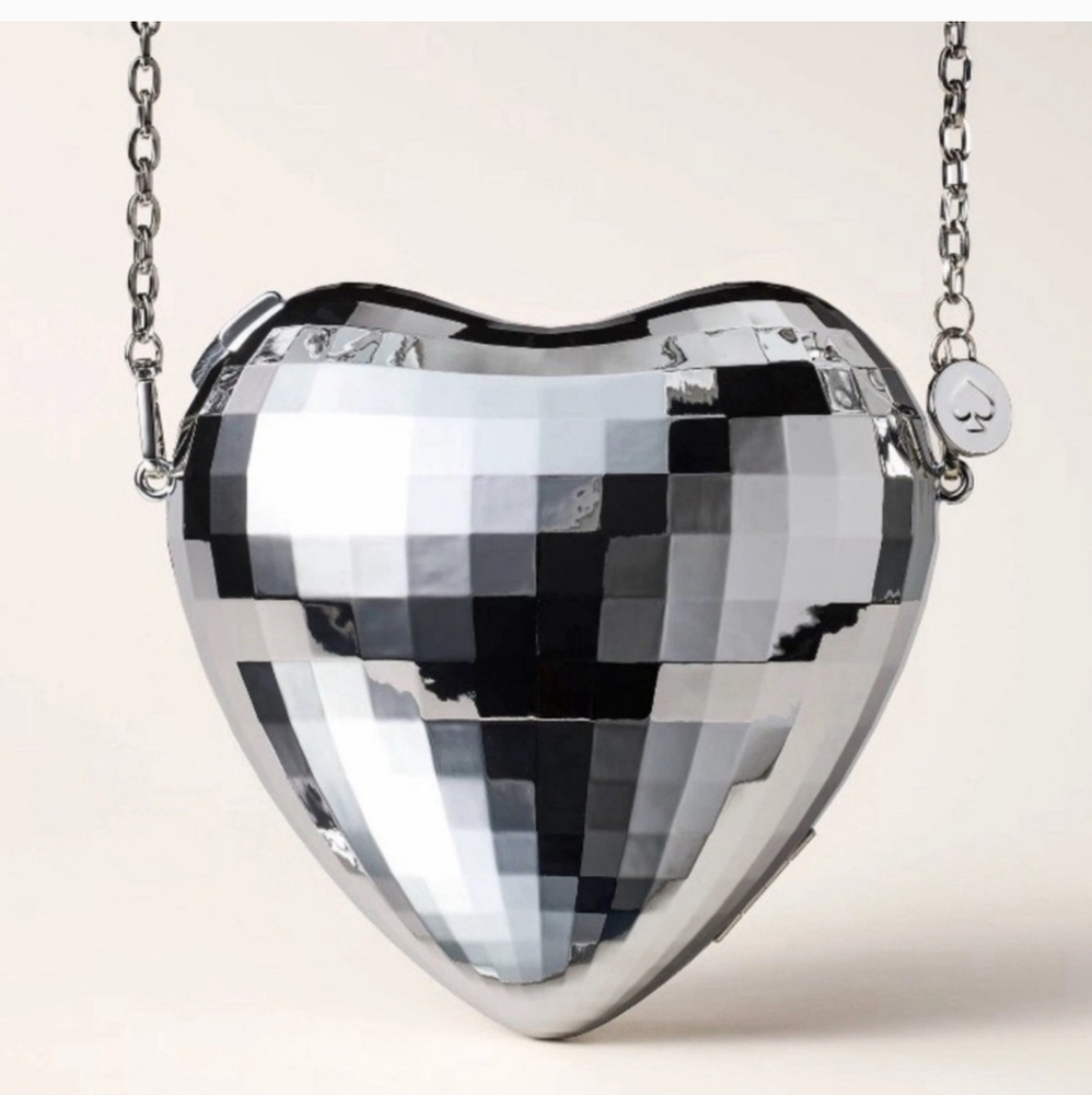 Kate Spade New York & Target Silver Disco Heart Crossbody Bag NWT